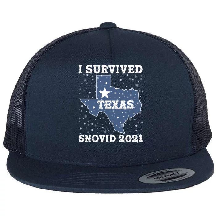 I Survived Snovid 2021Texas Snowstorm Flat Bill Trucker Hat