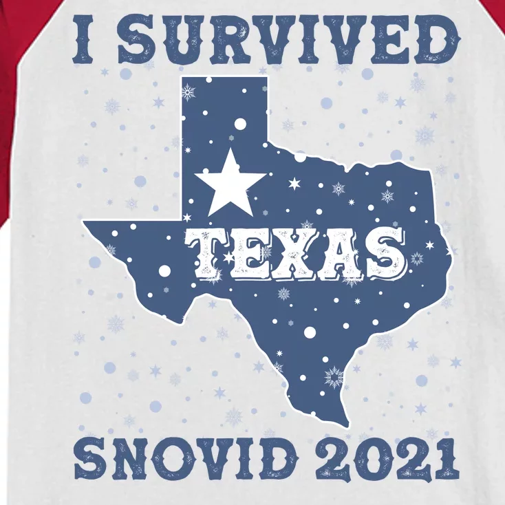 I Survived Snovid 2021Texas Snowstorm Kids Colorblock Raglan Jersey