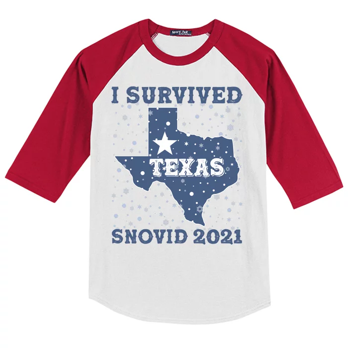 I Survived Snovid 2021Texas Snowstorm Kids Colorblock Raglan Jersey