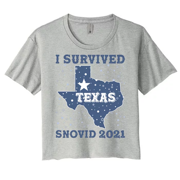 I Survived Snovid 2021Texas Snowstorm Women's Crop Top Tee