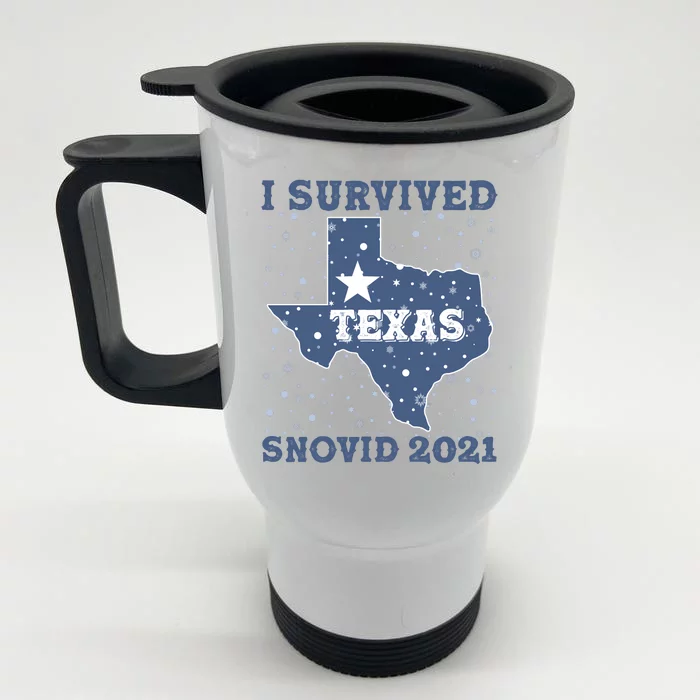 I Survived Snovid 2021Texas Snowstorm Front & Back Stainless Steel Travel Mug