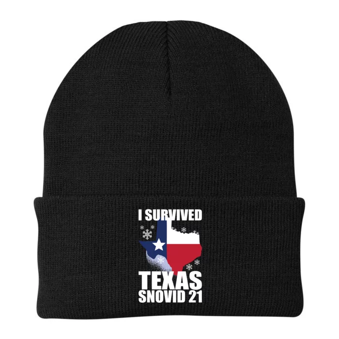 I Survived Texas Snow Storm Blizzard Snovid 21 Knit Cap Winter Beanie