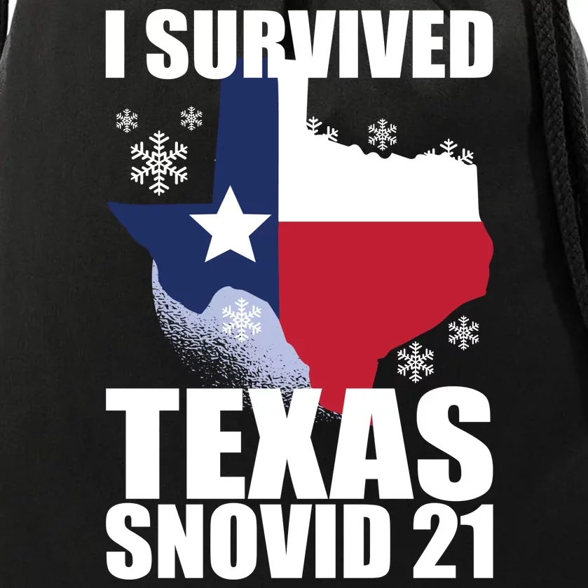 I Survived Texas Snow Storm Blizzard Snovid 21 Drawstring Bag