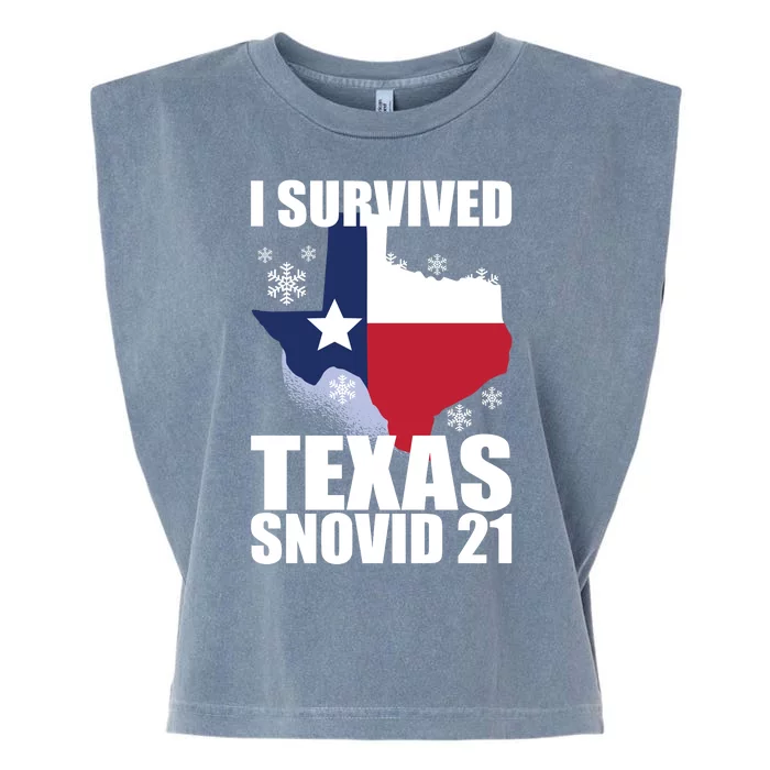 I Survived Texas Snow Storm Blizzard Snovid 21 Garment-Dyed Women's Muscle Tee