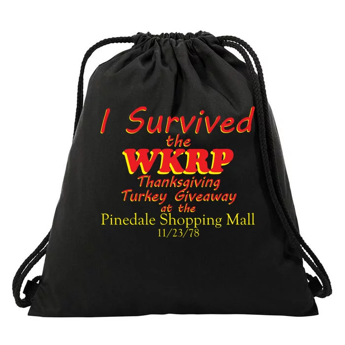 I Survived WKRP Pinedale Shopping Mall 1978 Drawstring Bag