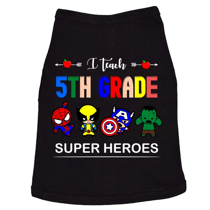 I Teach 5th Grade Superheroes Doggie Tank