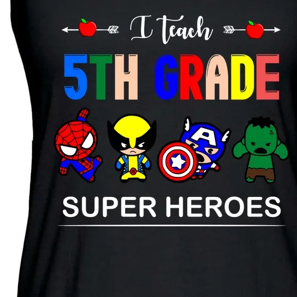 I Teach 5th Grade Superheroes Ladies Essential Flowy Tank