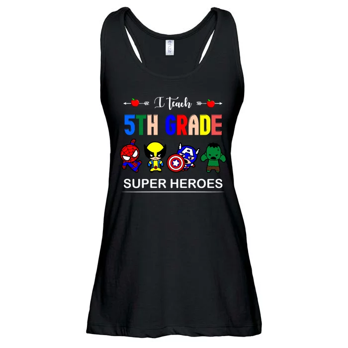 I Teach 5th Grade Superheroes Ladies Essential Flowy Tank