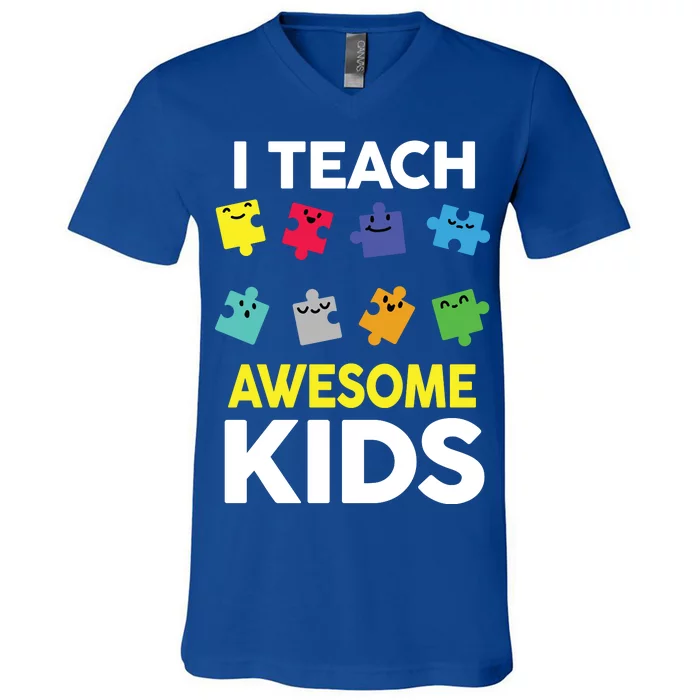 I Teach Awesome Kids V-Neck T-Shirt