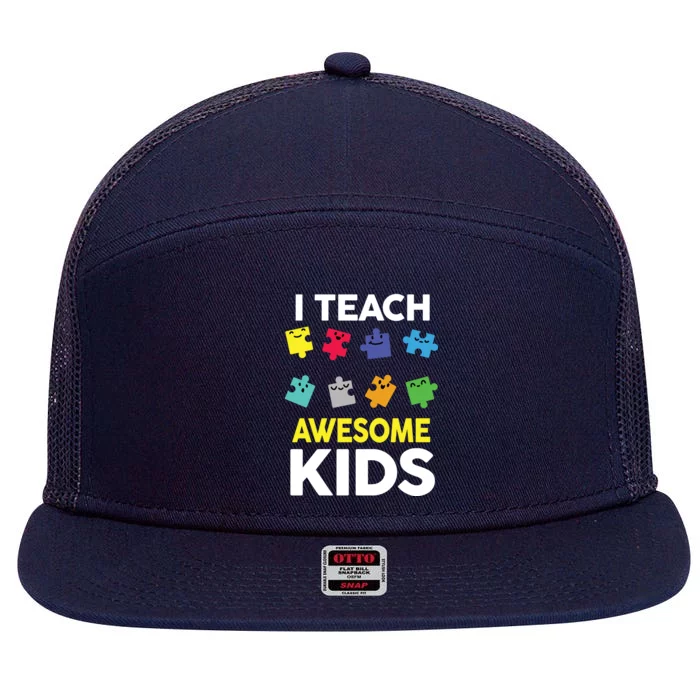 I Teach Awesome Kids 7 Panel Mesh Trucker Snapback Hat