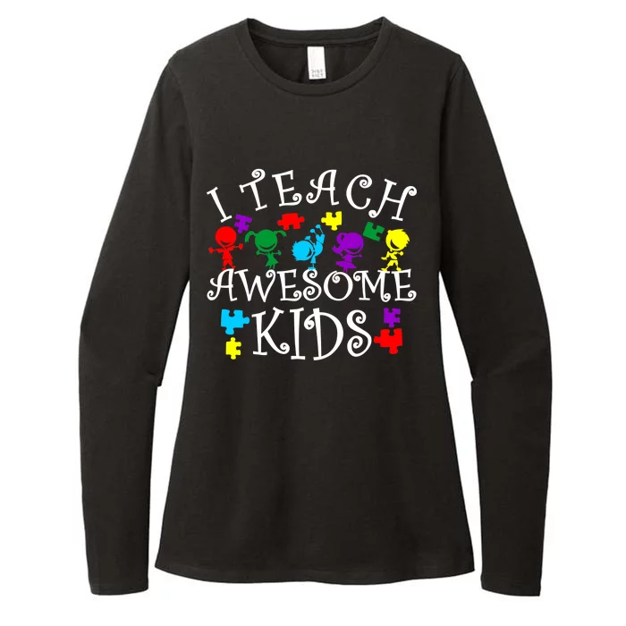 I Teach Awesome Kids Autism Awareness Teacher Womens CVC Long Sleeve Shirt