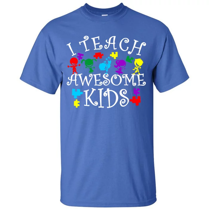 I Teach Awesome Kids Autism Awareness Teacher Tall T-Shirt