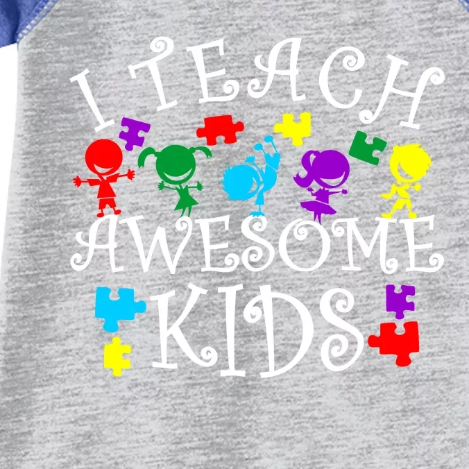 I Teach Awesome Kids Autism Awareness Teacher Infant Baby Jersey Bodysuit