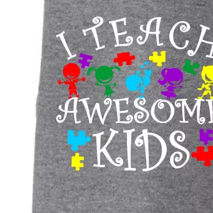 I Teach Awesome Kids Autism Awareness Teacher Doggie 3-End Fleece Hoodie