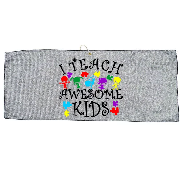 I Teach Awesome Kids Autism Awareness Teacher Large Microfiber Waffle Golf Towel