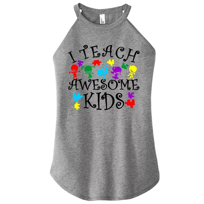 I Teach Awesome Kids Autism Awareness Teacher Women’s Perfect Tri Rocker Tank