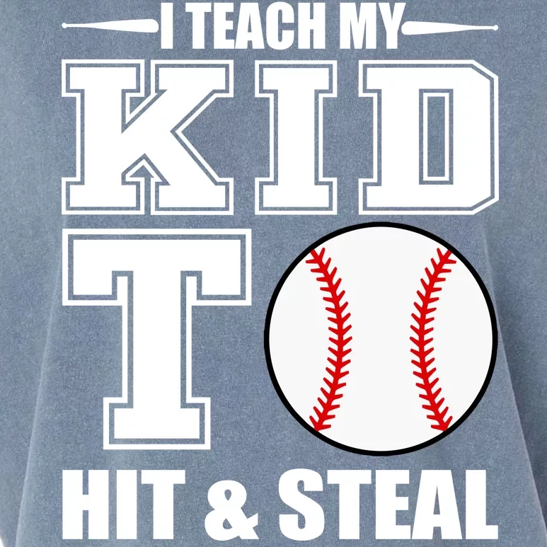 I Teach My Kid To Hit & Steal Baseball Garment-Dyed Women's Muscle Tee