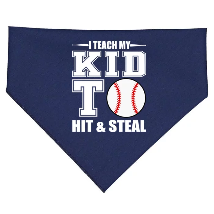 I Teach My Kid To Hit & Steal Baseball USA-Made Doggie Bandana