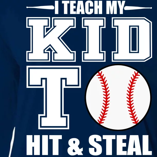 I Teach My Kid To Hit & Steal Baseball Cooling Performance Long Sleeve Crew