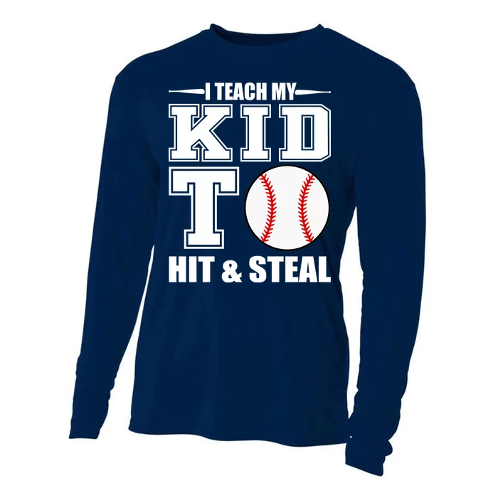 I Teach My Kid To Hit & Steal Baseball Cooling Performance Long Sleeve Crew