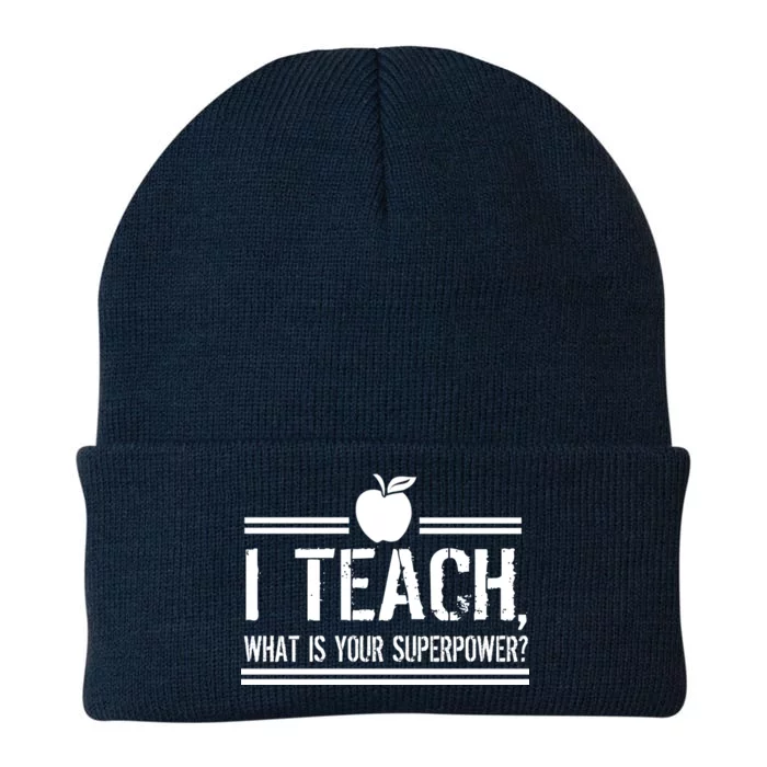 I Teach What's Your Super Power Funny Knit Cap Winter Beanie