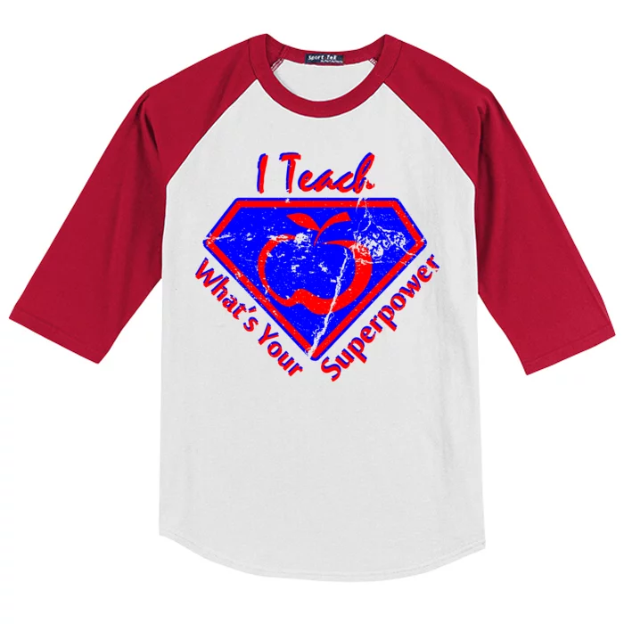 I Teach What's Your Superpower Kids Colorblock Raglan Jersey