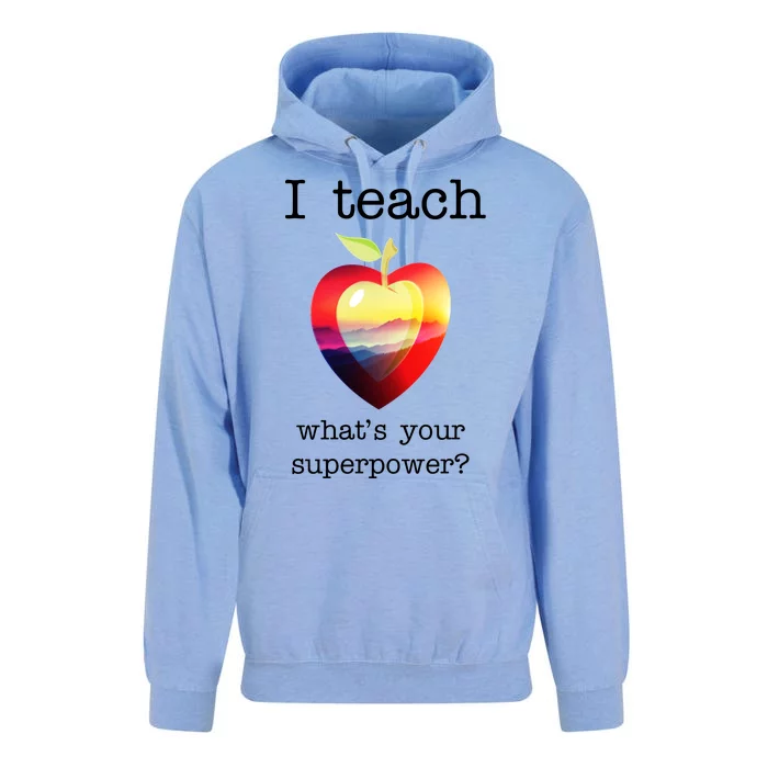 I Teach What's Your Superpower? Teachers Apple Unisex Surf Hoodie