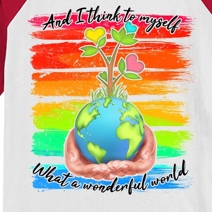 I Think To Myself What A Wonderful World Kids Colorblock Raglan Jersey