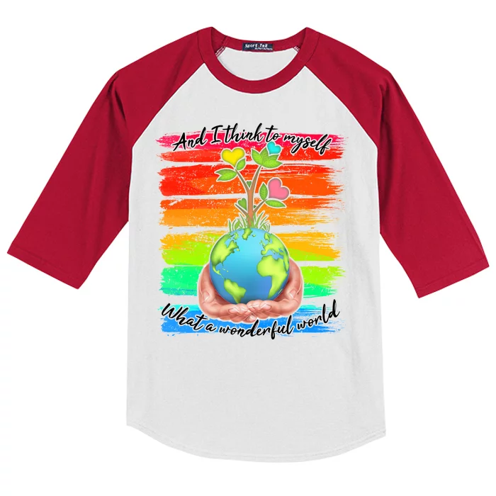 I Think To Myself What A Wonderful World Kids Colorblock Raglan Jersey