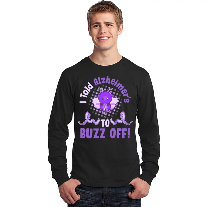 I Told Alzheimer's To Buzz Off Purple Ribbon Bee Long Sleeve Shirt