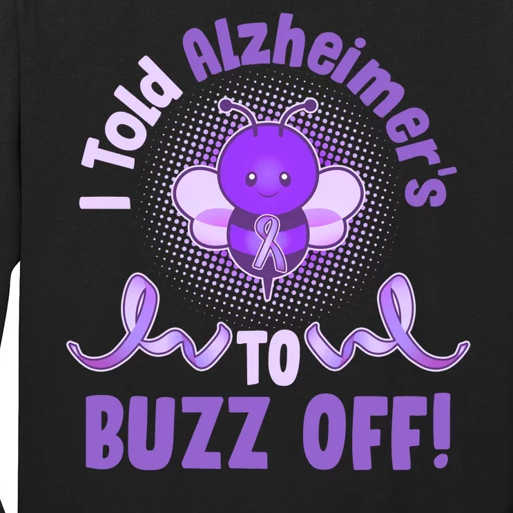 I Told Alzheimer's To Buzz Off Purple Ribbon Bee Long Sleeve Shirt