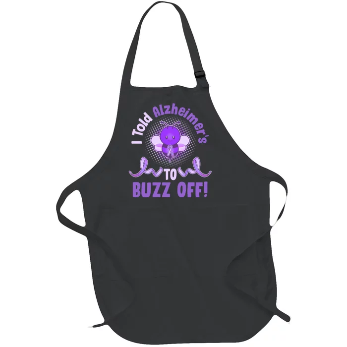 I Told Alzheimer's To Buzz Off Purple Ribbon Bee Full-Length Apron With Pocket