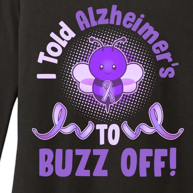 I Told Alzheimer's To Buzz Off Purple Ribbon Bee Womens CVC Long Sleeve Shirt