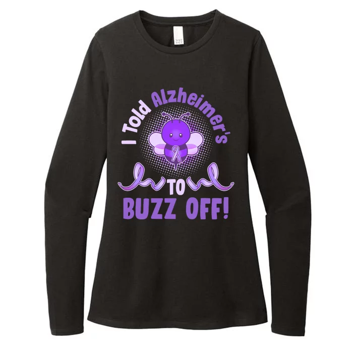 I Told Alzheimer's To Buzz Off Purple Ribbon Bee Womens CVC Long Sleeve Shirt