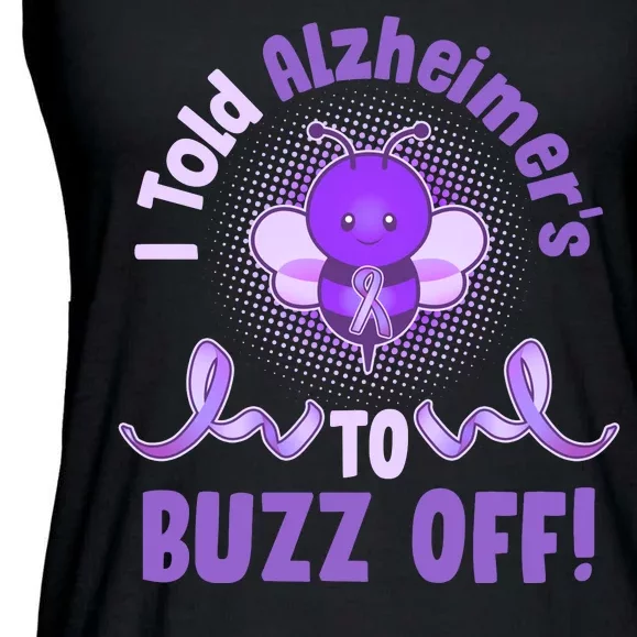 I Told Alzheimer's To Buzz Off Purple Ribbon Bee Ladies Essential Flowy Tank