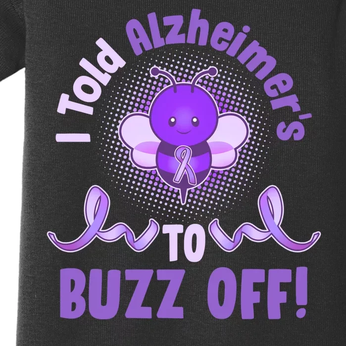 I Told Alzheimer's To Buzz Off Purple Ribbon Bee Baby Bodysuit