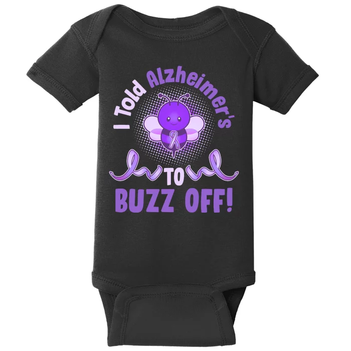 I Told Alzheimer's To Buzz Off Purple Ribbon Bee Baby Bodysuit