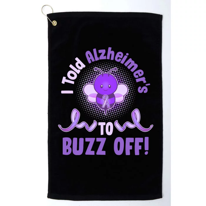 I Told Alzheimer's To Buzz Off Purple Ribbon Bee Platinum Collection Golf Towel