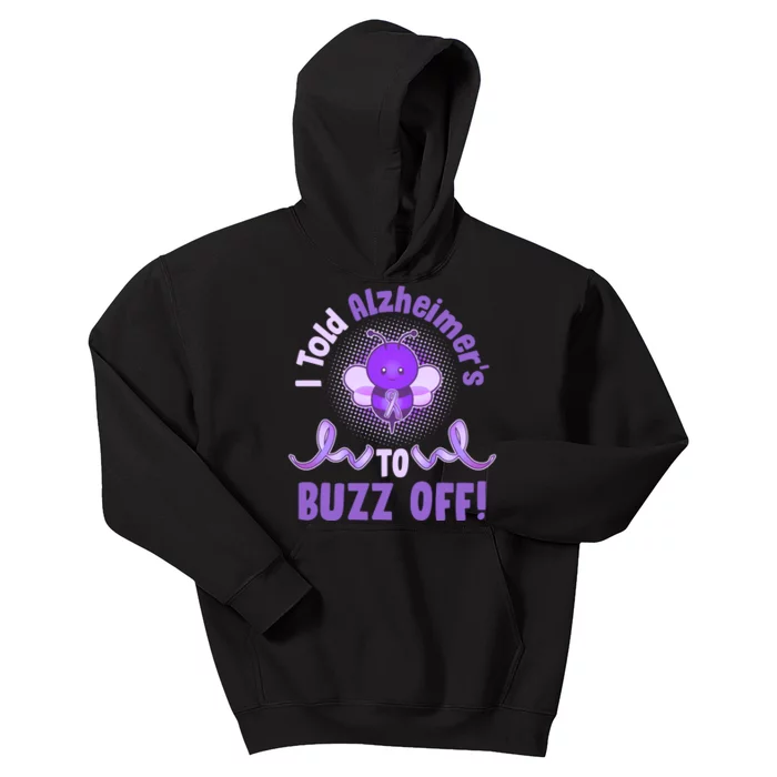 I Told Alzheimer's To Buzz Off Purple Ribbon Bee Kids Hoodie