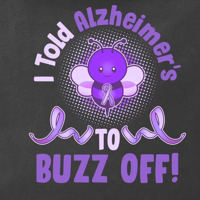 I Told Alzheimer's To Buzz Off Purple Ribbon Bee Zip Tote Bag