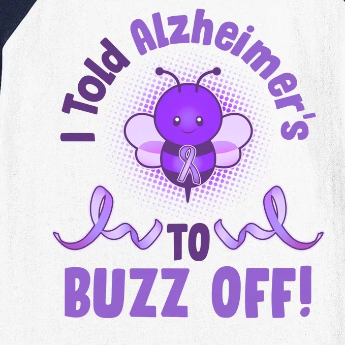 I Told Alzheimer's To Buzz Off Purple Ribbon Bee Baseball Sleeve Shirt