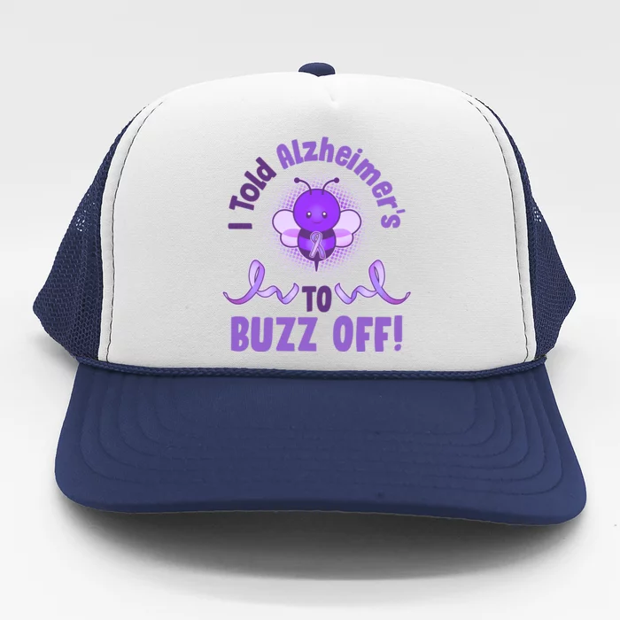 I Told Alzheimer's To Buzz Off Purple Ribbon Bee Trucker Hat