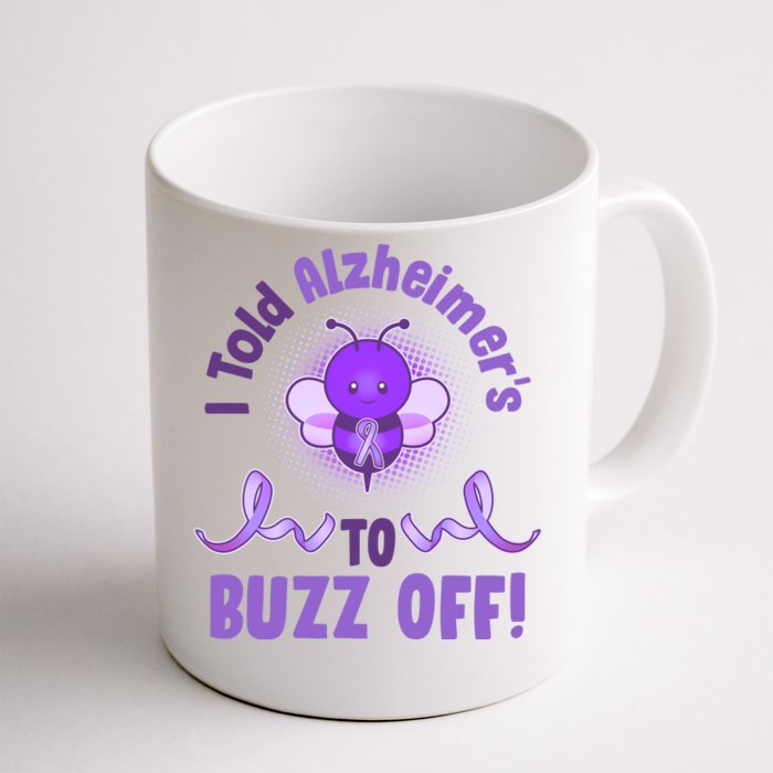 I Told Alzheimer's To Buzz Off Purple Ribbon Bee Front & Back Coffee Mug