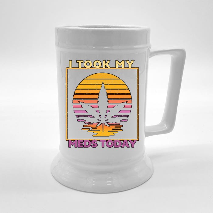 I Took My Meds Today Medical Marijuana Front & Back Beer Stein