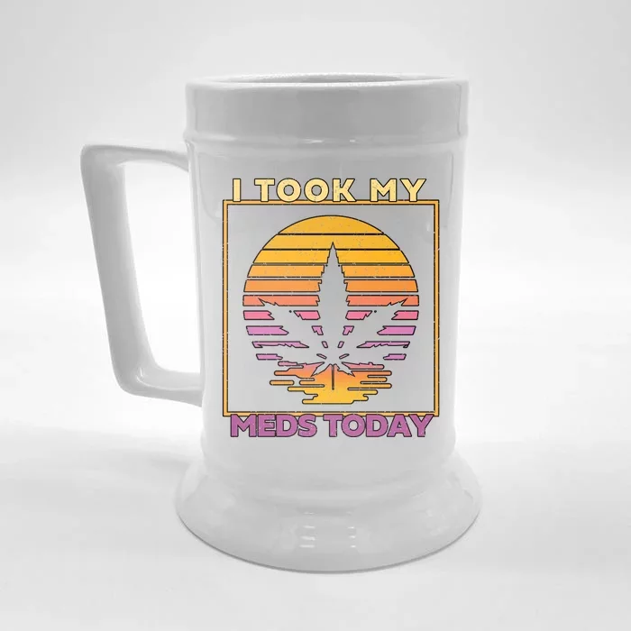 I Took My Meds Today Medical Marijuana Front & Back Beer Stein