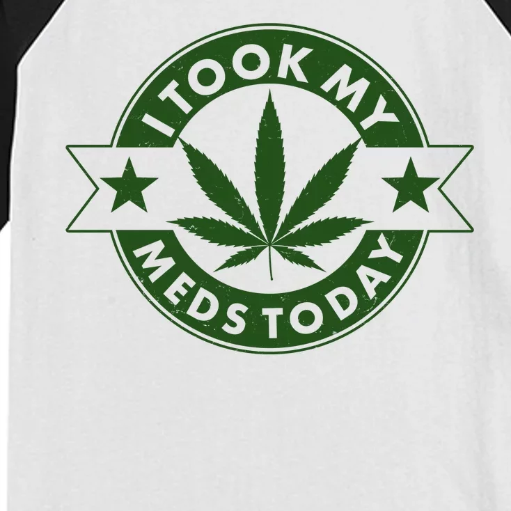 I Took My Meds Today Weed Emblem Kids Colorblock Raglan Jersey