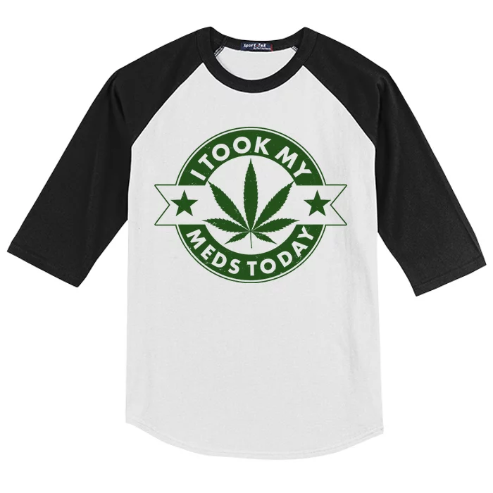 I Took My Meds Today Weed Emblem Kids Colorblock Raglan Jersey