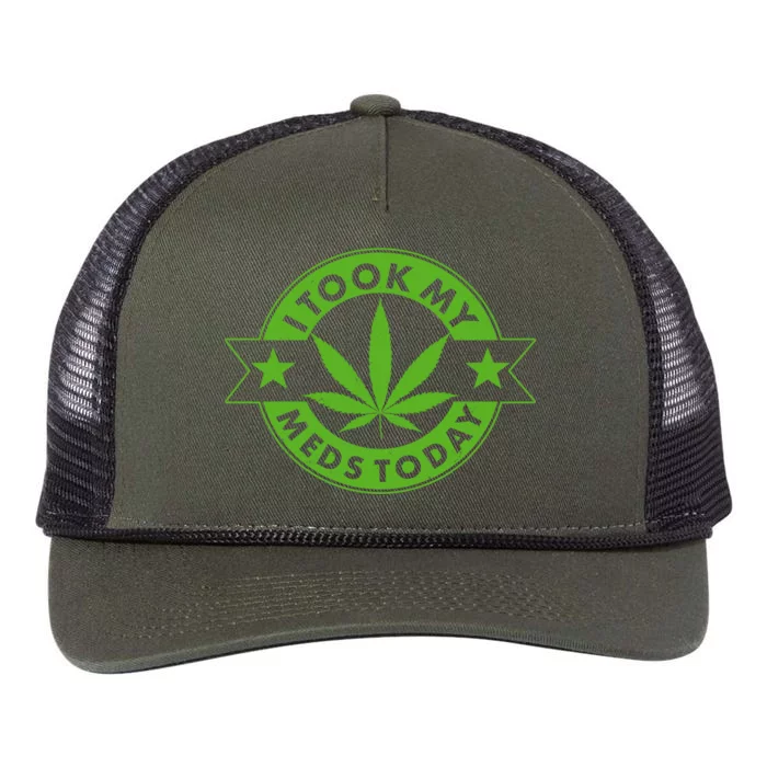 I Took My Meds Today Weed Emblem Retro Rope Trucker Hat Cap