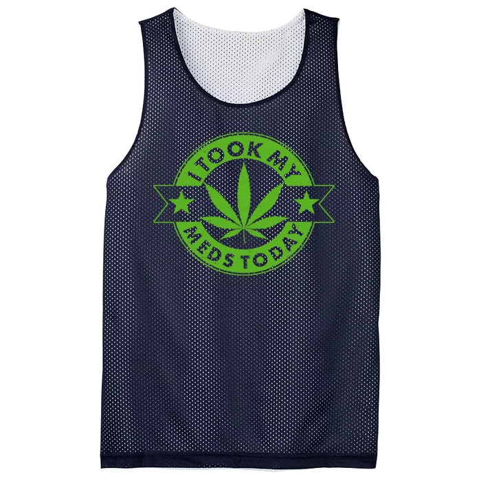 I Took My Meds Today Weed Emblem Mesh Reversible Basketball Jersey Tank