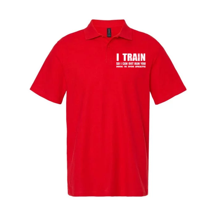 I Train So I Can Out Run You During A Zombie Apocalypse Softstyle Adult Sport Polo